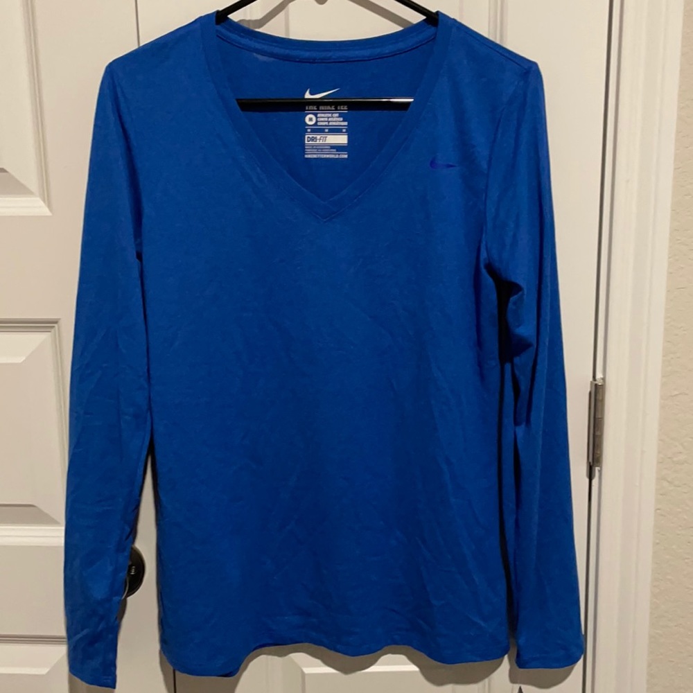Medium blue Nike Dri-fit tee long sleeve